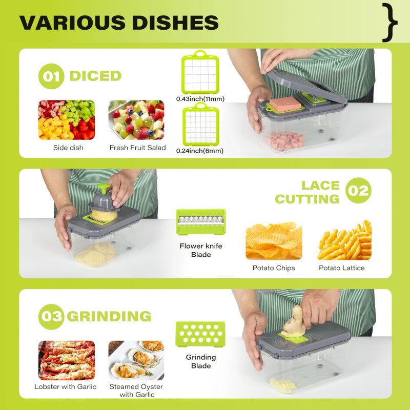 Premium 22-in-1 Multifunction Vegetable Cutter & Mandoline Chopper with Storage Box