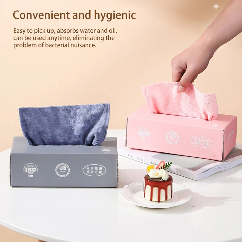 20 PCS Microfiber Cleaning Tissue Cloth Box – Reusable & Washable Multi-Purpose Cleaning Wipes