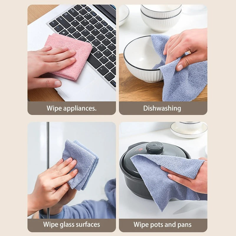 20 PCS Microfiber Cleaning Tissue Cloth Box – Reusable & Washable Multi-Purpose Cleaning Wipes