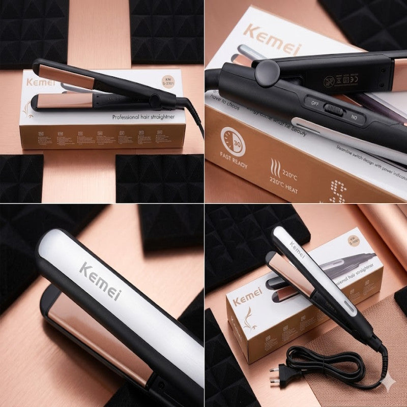 Kemei KM S-3301 Professional Hair Straightener – Ceramic Plates, Fast Heating & Temperature Control