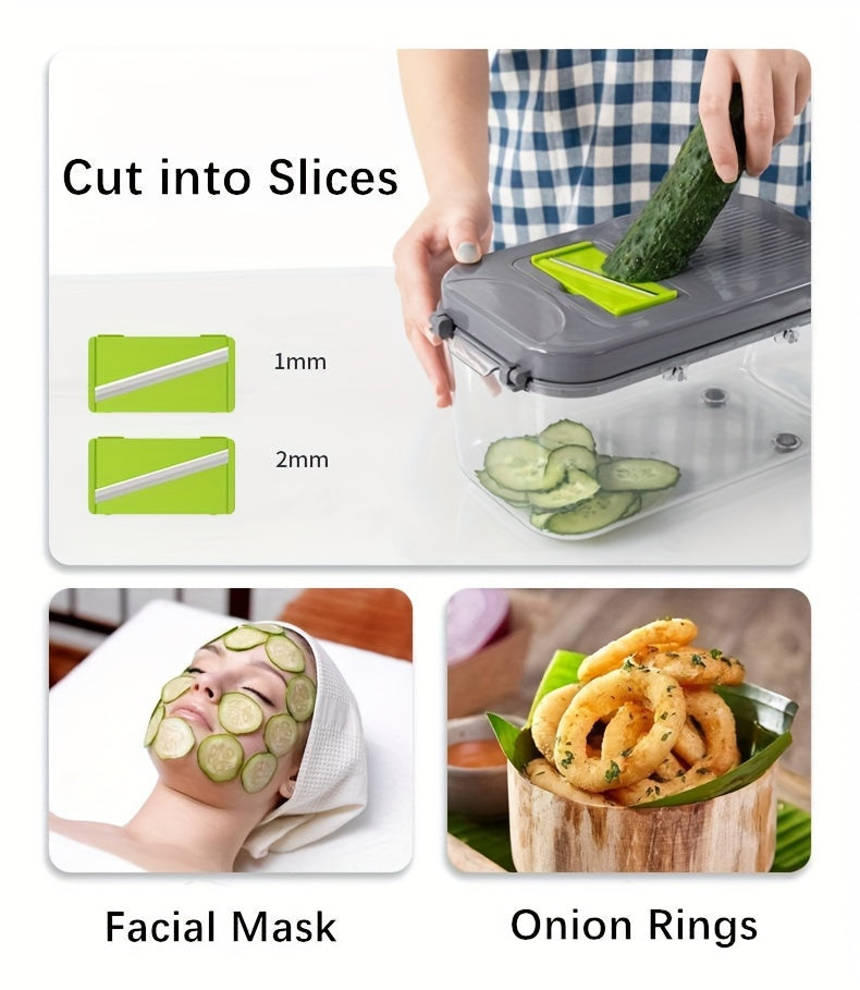 Premium 22-in-1 Multifunction Vegetable Cutter & Mandoline Chopper with Storage Box