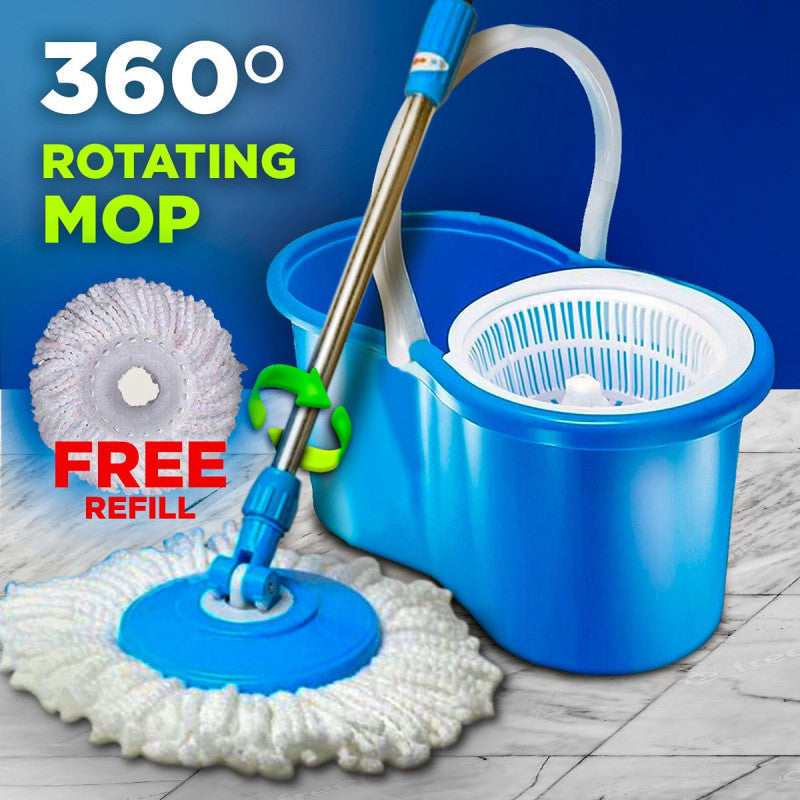 Dinex 360° Spin Mop Set with Microfiber Head – Easy Home Cleaning Bucket & Mop System