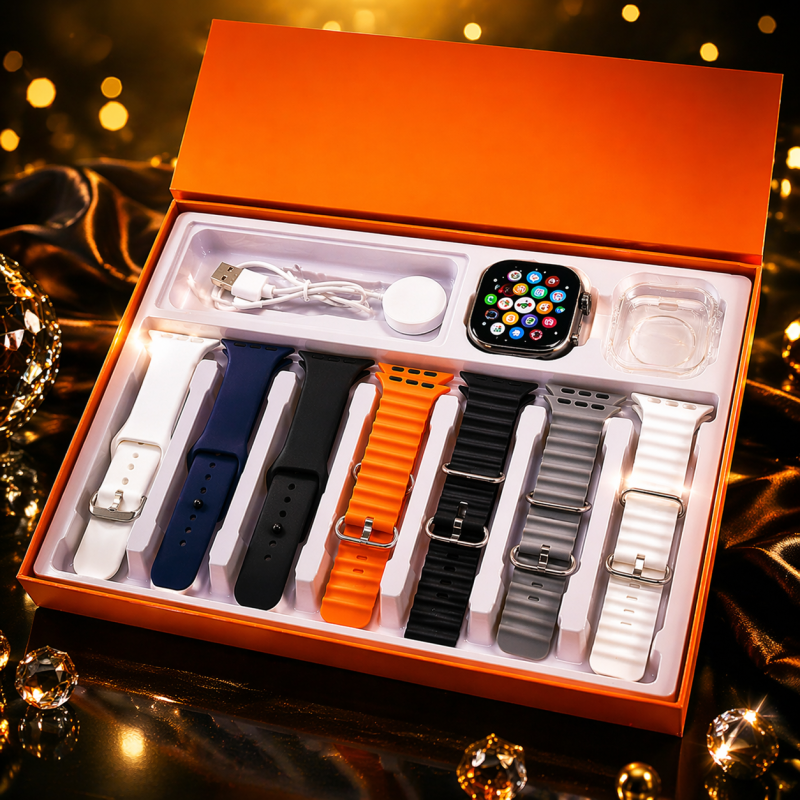 Ultra 7-in-1 Strap Smart Watch – Premium Multi Strap Smartwatch Gift Set