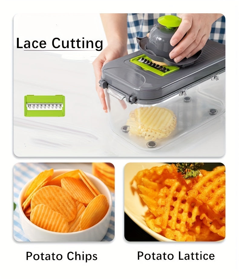 Premium 22-in-1 Multifunction Vegetable Cutter & Mandoline Chopper with Storage Box