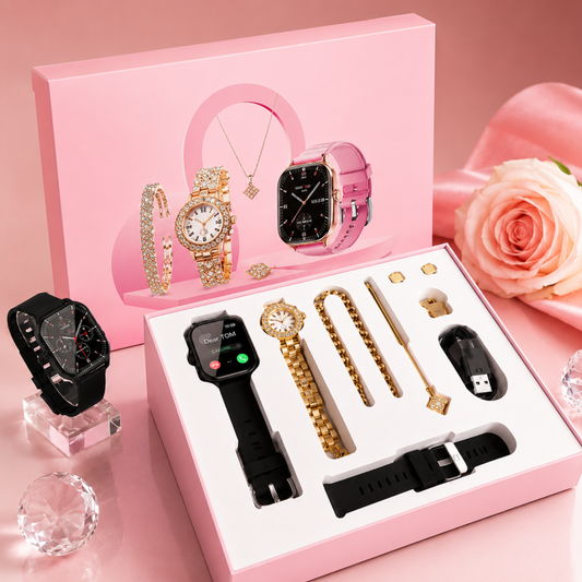 A58 Ladies Smart Watch Couple Gift Set – Luxury Smartwatch with Jewelry Accessories