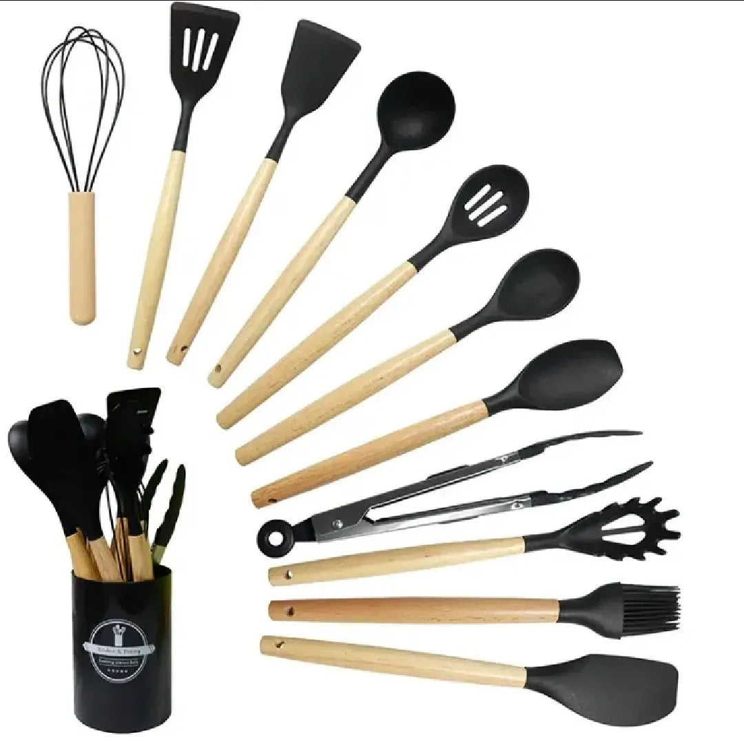 12-Piece Premium Silicone Cooking Utensils Set – Heat-Resistant, Non-Stick & Durable Kitchen Tools