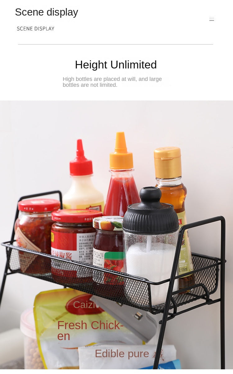 2-Tier Multi-Purpose Storage Rack – Metal Mesh Desktop Organizer for Kitchen, Bathroom & Office