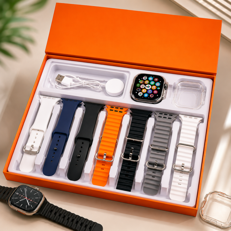 Ultra 7-in-1 Strap Smart Watch – Premium Multi Strap Smartwatch Gift Set