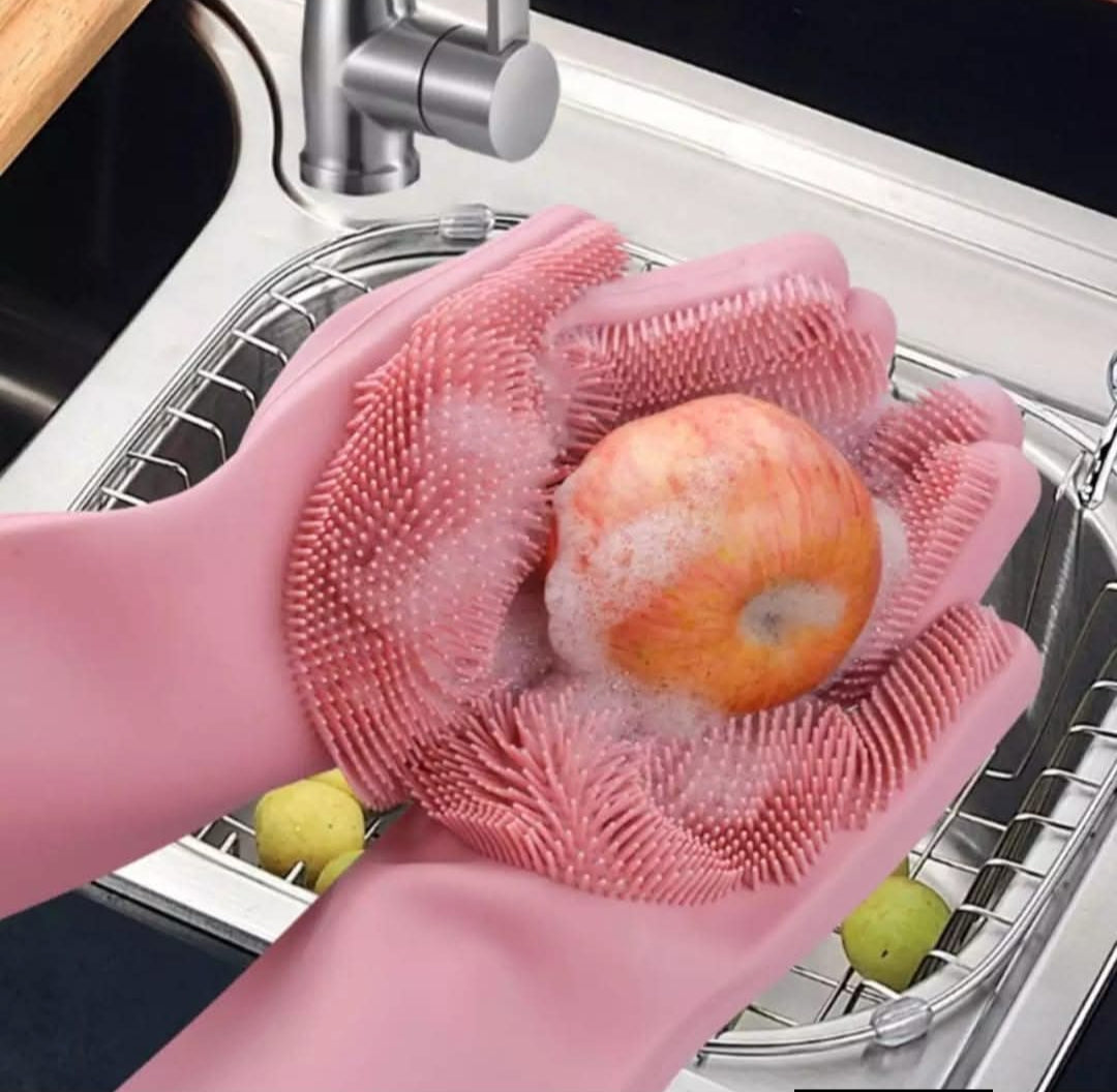 Premium Silicone Dishwashing Gloves with Built-in Scrubber – Heat Resistant, Reusable & Multi-Purpose Cleaning Gloves