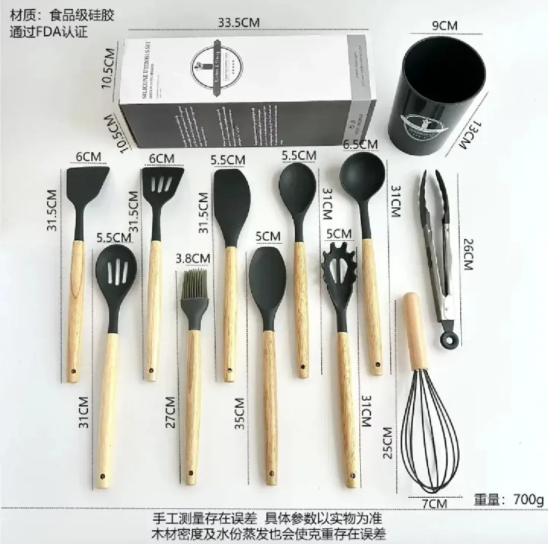 12-Piece Premium Silicone Cooking Utensils Set – Heat-Resistant, Non-Stick & Durable Kitchen Tools