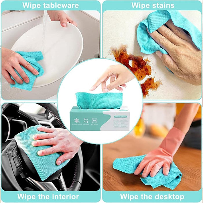 20 PCS Microfiber Cleaning Tissue Cloth Box – Reusable & Washable Multi-Purpose Cleaning Wipes
