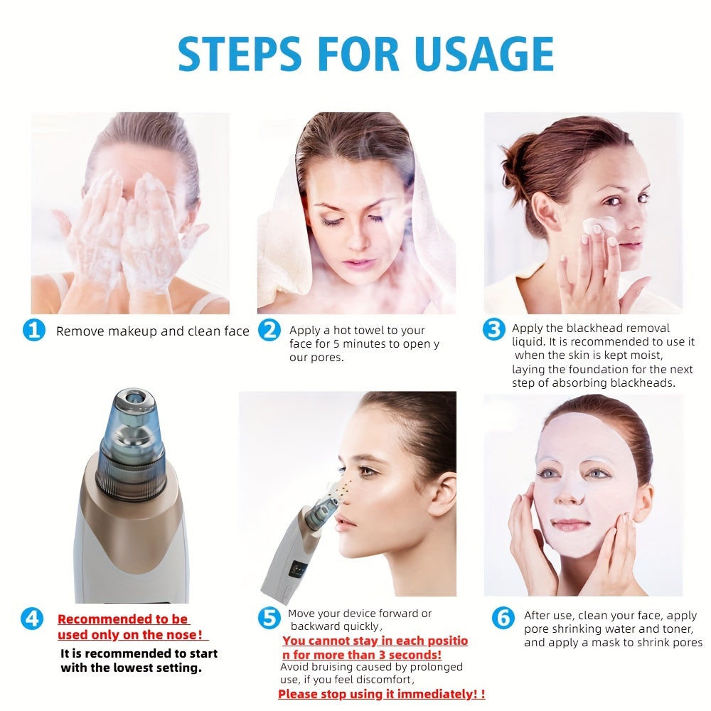 Rechargeable 5-in-1 Multifunctional Blackhead Remover & Pore Vacuum Cleaner