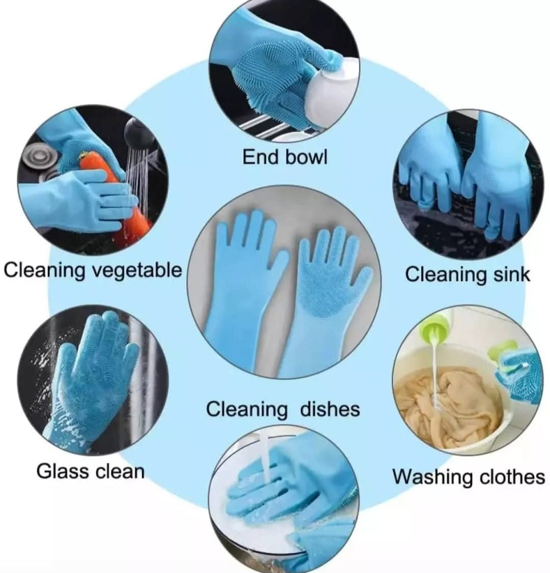 Premium Silicone Dishwashing Gloves with Built-in Scrubber – Heat Resistant, Reusable & Multi-Purpose Cleaning Gloves