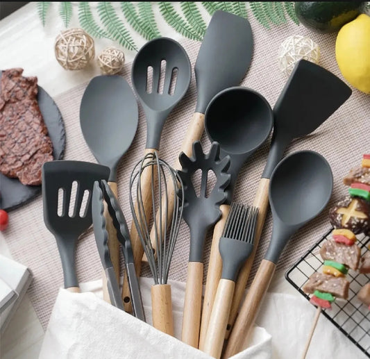 12-Piece Premium Silicone Cooking Utensils Set – Heat-Resistant, Non-Stick & Durable Kitchen Tools