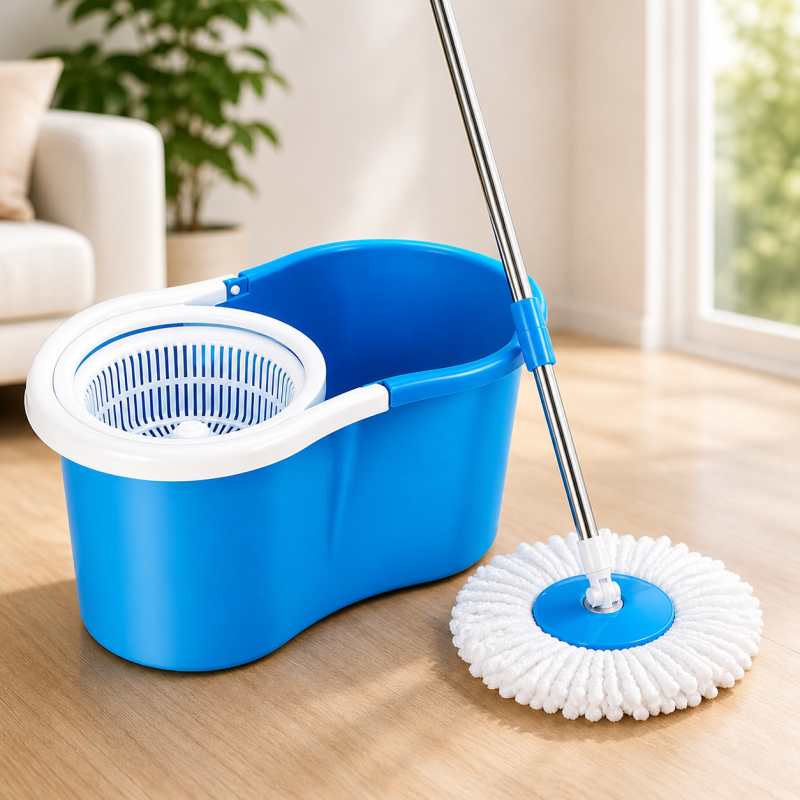 Dinex 360° Spin Mop Set with Microfiber Head – Easy Home Cleaning Bucket & Mop System