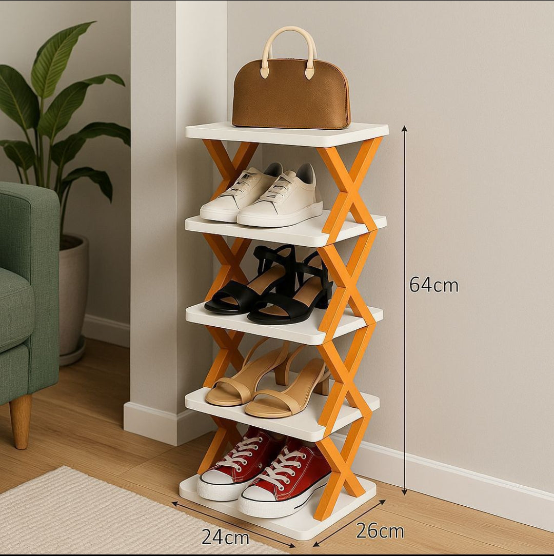 5-Layer Foldable X-Shape Shoe Rack – High Quality, Spacious & Easy to Carry