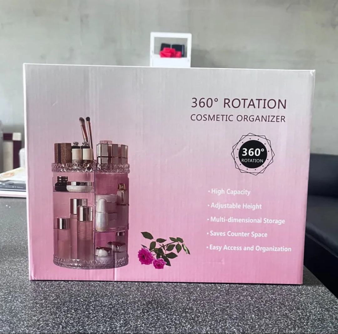 360° Rotating Acrylic Diamond Organizer – Large Capacity Makeup & Jewelry Storage