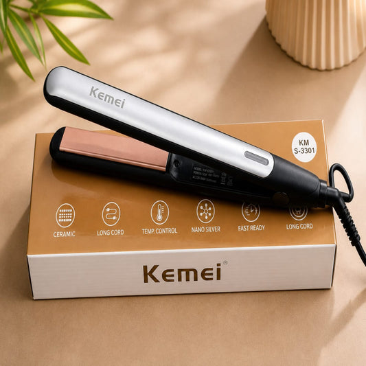 Kemei KM S-3301 Professional Hair Straightener – Ceramic Plates, Fast Heating & Temperature Control