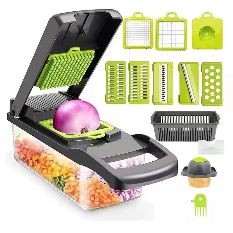 Premium 22-in-1 Multifunction Vegetable Cutter & Mandoline Chopper with Storage Box