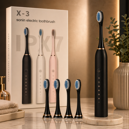 Sonic Electric Toothbrush with 4 Brush Heads – Rechargeable Waterproof Toothbrush with Smart Timer for Adults & Kids