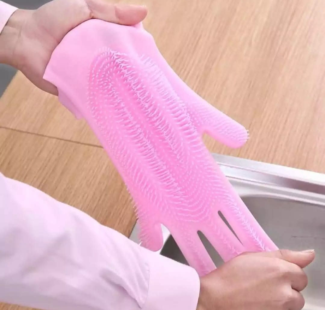 Premium Silicone Dishwashing Gloves with Built-in Scrubber – Heat Resistant, Reusable & Multi-Purpose Cleaning Gloves