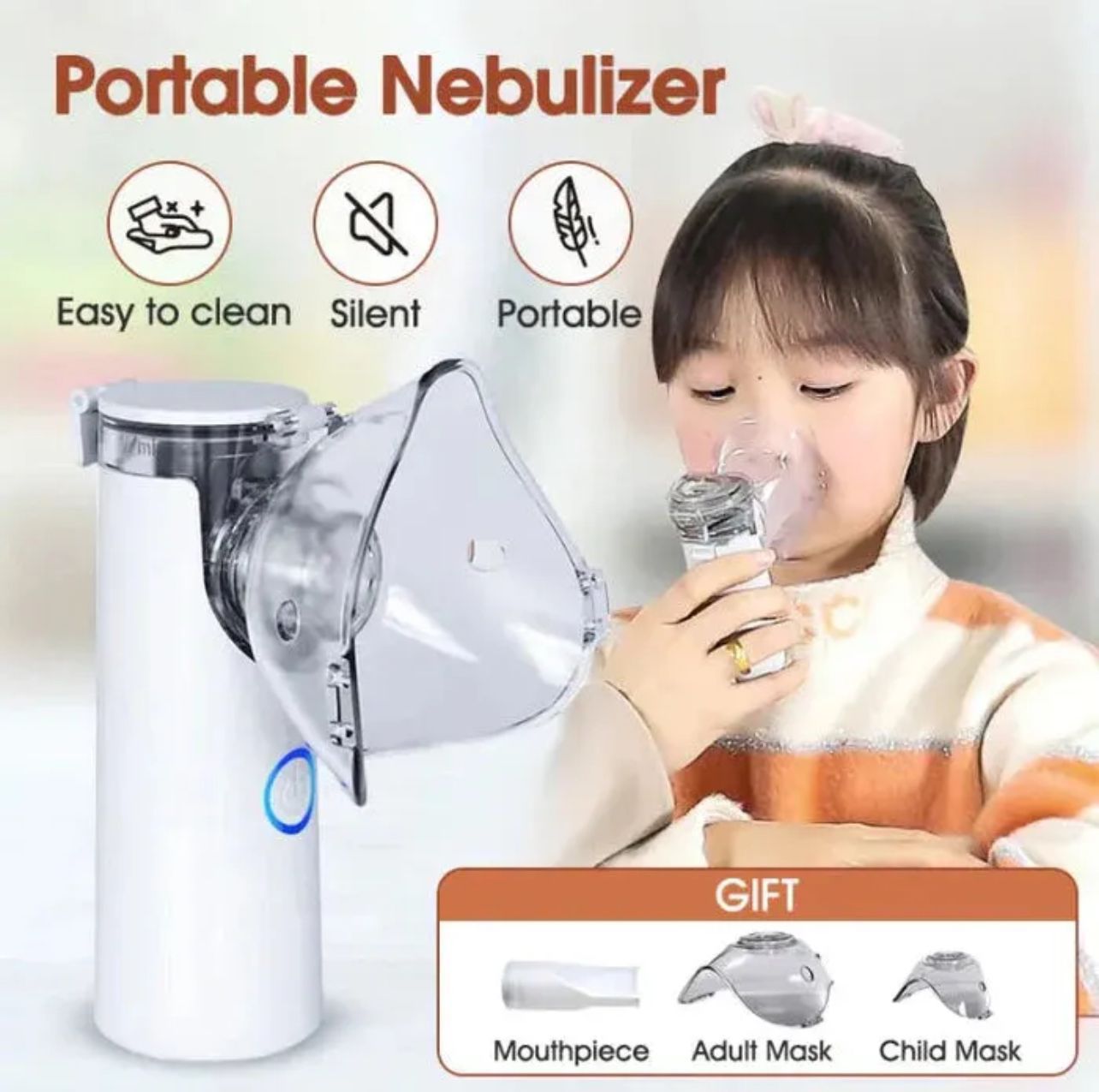 Portable Handheld Nebulizer – Mini Asthma Inhaler for Kids & Adults | Silent Mesh Atomizer