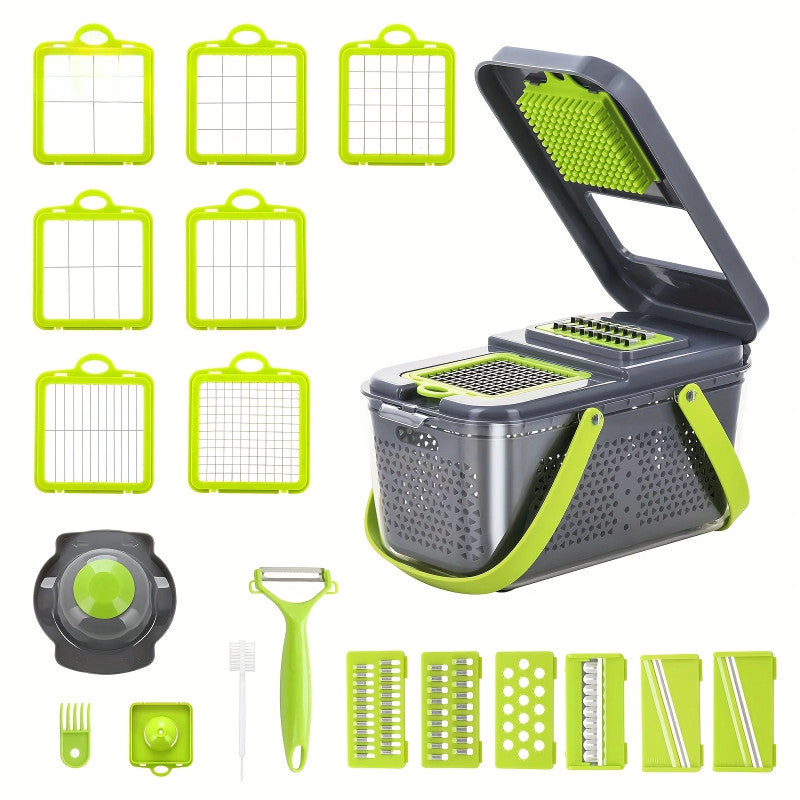 Premium 22-in-1 Multifunction Vegetable Cutter & Mandoline Chopper with Storage Box