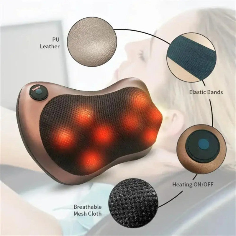Multi-Functional Electric Massage Pillow with Heat – Neck, Back & Full Body Relaxation Massager for Home & Car