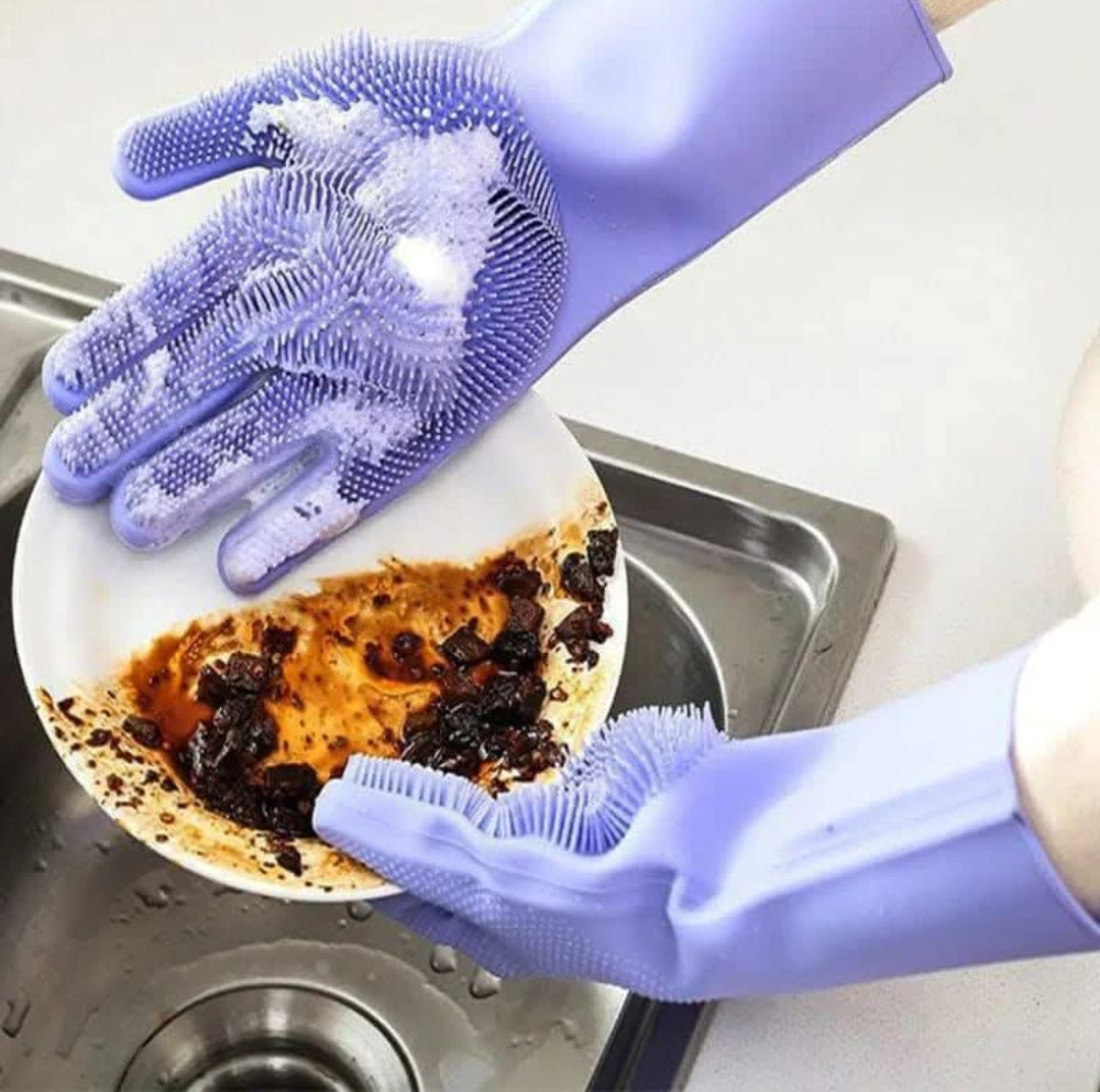 Premium Silicone Dishwashing Gloves with Built-in Scrubber – Heat Resistant, Reusable & Multi-Purpose Cleaning Gloves