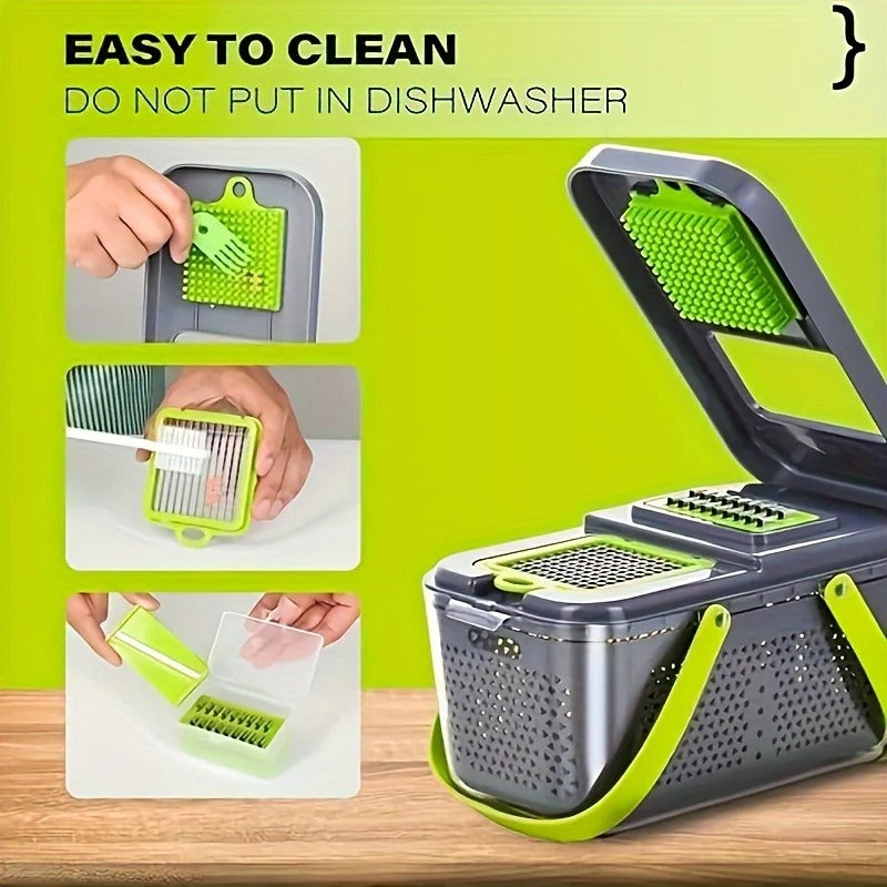 Premium 22-in-1 Multifunction Vegetable Cutter & Mandoline Chopper with Storage Box