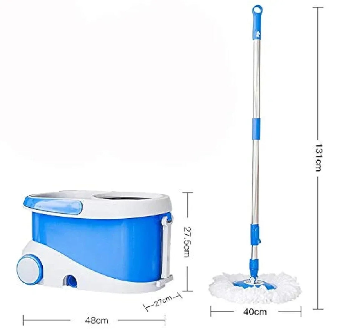 Premium 360° Spin Mop with Stainless Steel Drainer & Bucket – Adjustable Telescopic Handle | High-Absorbent Microfiber Floor Cleaning Mop