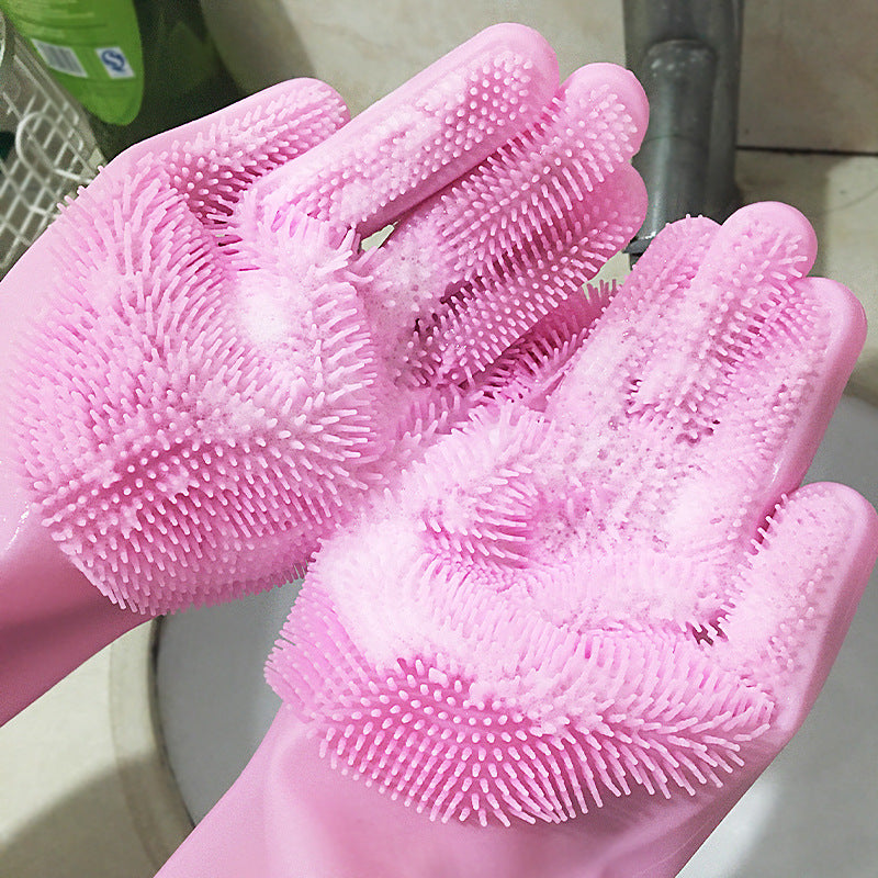 Premium Silicone Dishwashing Gloves with Built-in Scrubber – Heat Resistant, Reusable & Multi-Purpose Cleaning Gloves