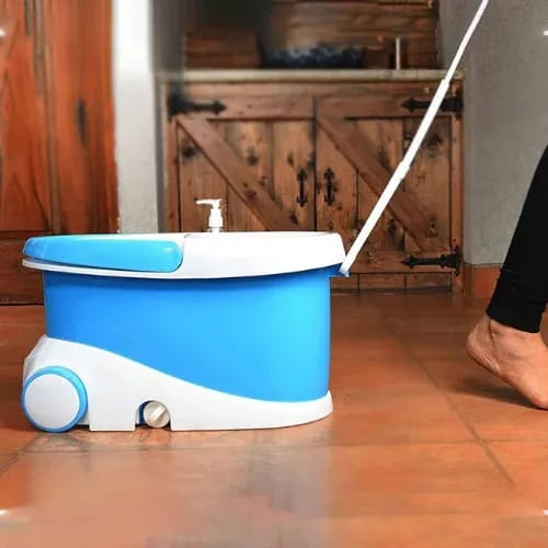 Premium 360° Spin Mop with Stainless Steel Drainer & Bucket – Adjustable Telescopic Handle | High-Absorbent Microfiber Floor Cleaning Mop