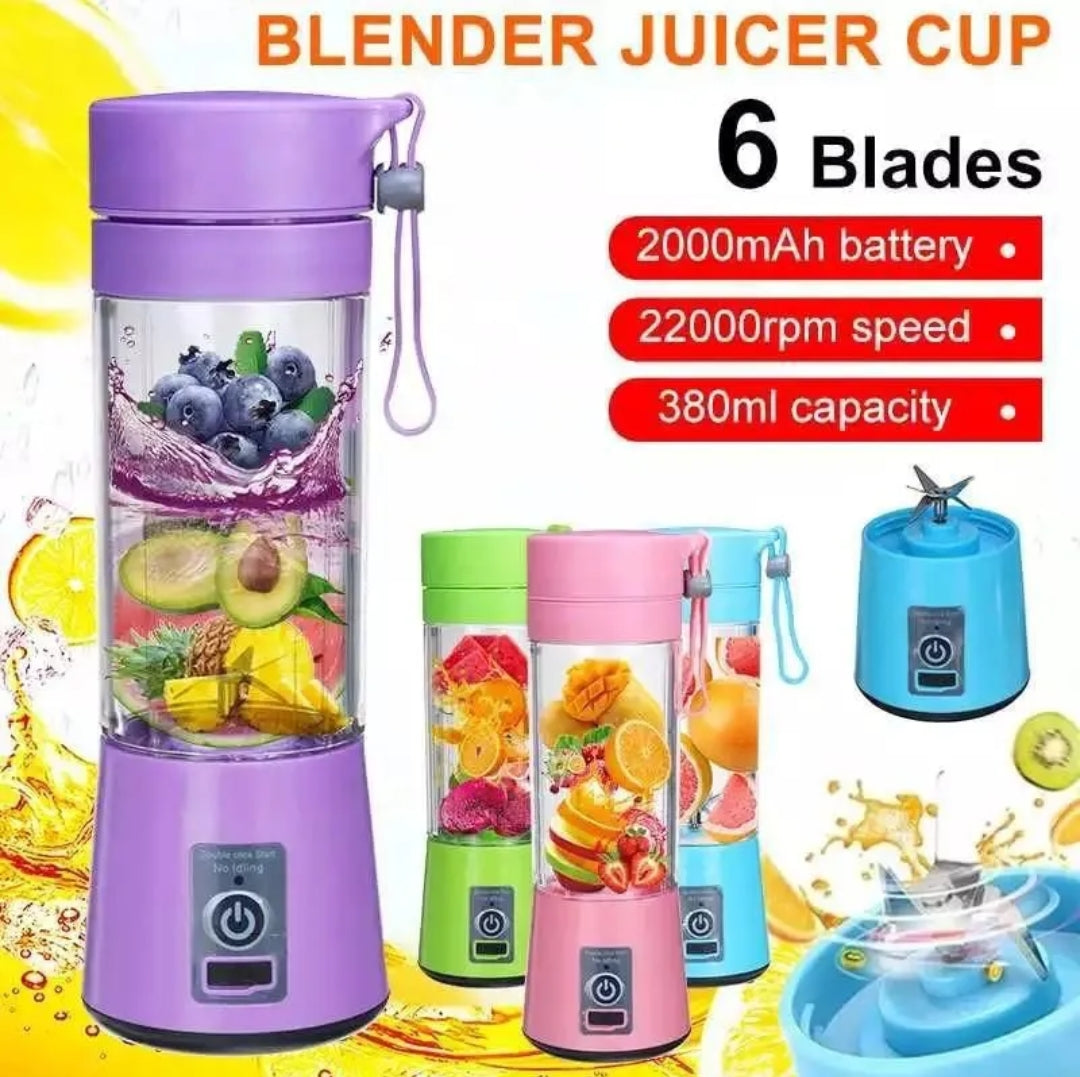6-Blade Mini Portable USB Juicer Blender – Rechargeable & Powerful Smoothie Maker