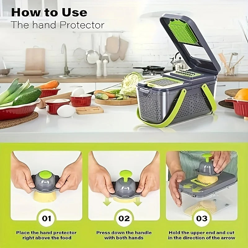 Premium 22-in-1 Multifunction Vegetable Cutter & Mandoline Chopper with Storage Box