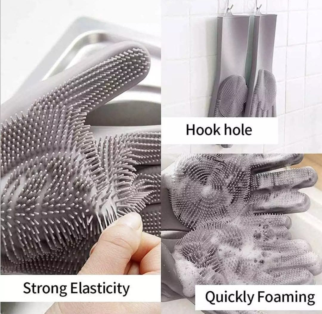 Premium Silicone Dishwashing Gloves with Built-in Scrubber – Heat Resistant, Reusable & Multi-Purpose Cleaning Gloves