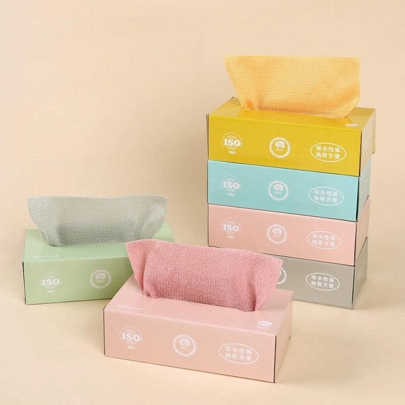 20 PCS Microfiber Cleaning Tissue Cloth Box – Reusable & Washable Multi-Purpose Cleaning Wipes